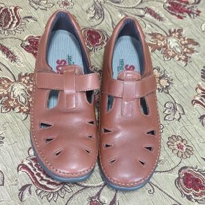 SAS WOMEN'S Tan Brown Leather TRIPAD COMFORT MADE IN USA Hook-and-Loop Sandals